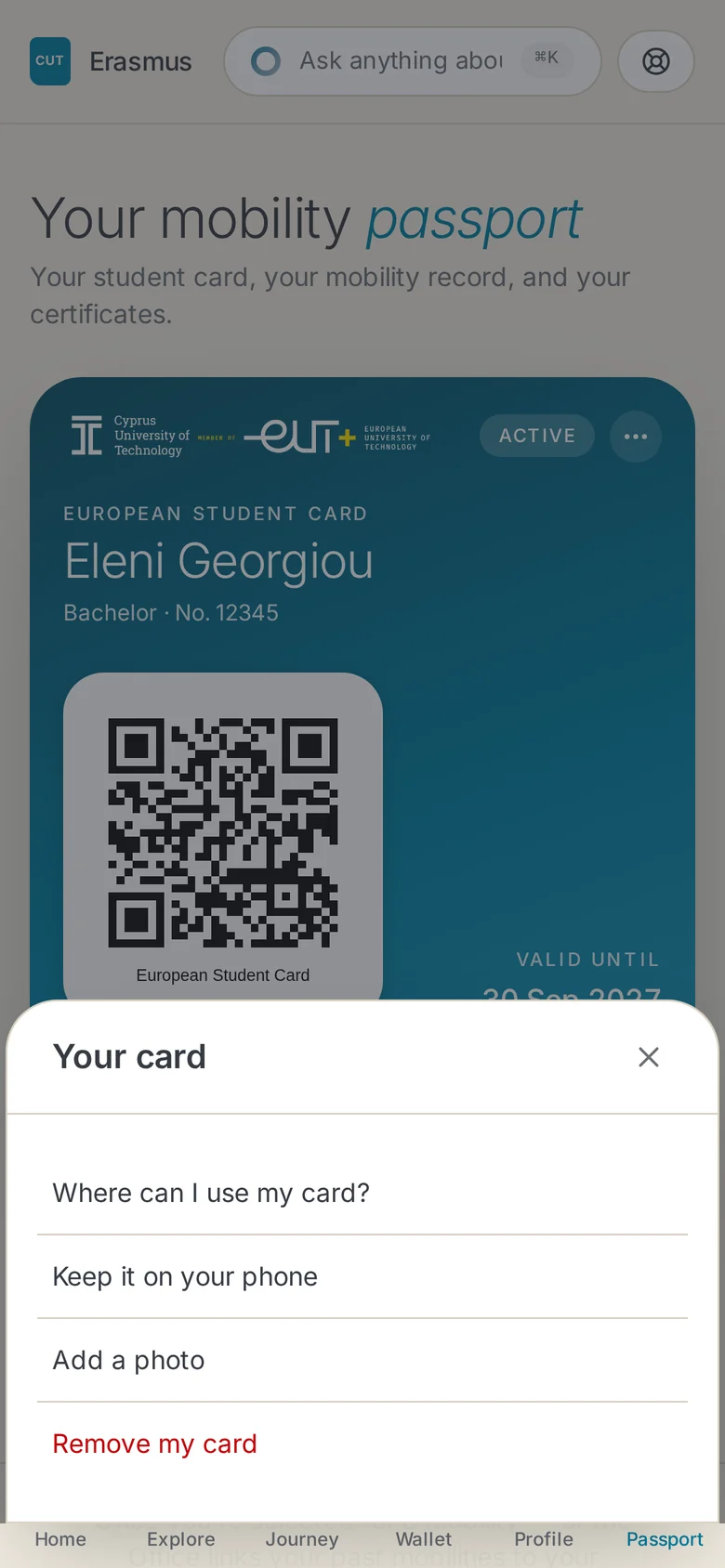 The card menu with Keep it on your phone
